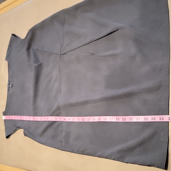 Eileen Fisher Size PM Graphite Gray Front Side Pleat Sleeveless Shift Dress - Picture 8 of 11